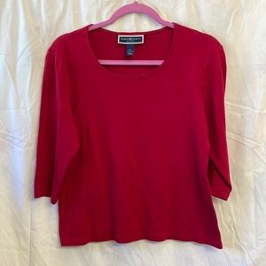 Red Karen Scott shirt, women’s petite large.